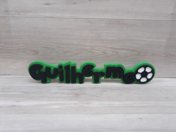 Nome de Mesa Tema Futebol - Guilherme - 10 cm