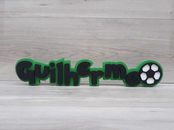 Nome de Mesa Tema Futebol - Guilherme - 10 cm