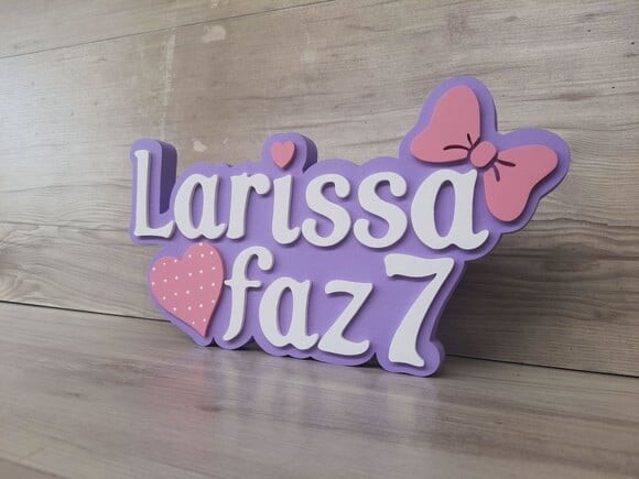 Nome de Mesa Tema Gatinha Marie - Larissa - 15 cm