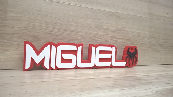 Nome de Mesa Tema HOMEM ARANHA - Miguel - 10 cm
