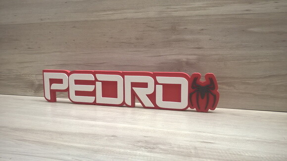 Nome de Mesa Tema HOMEM ARANHA - Pedro - 10 cm