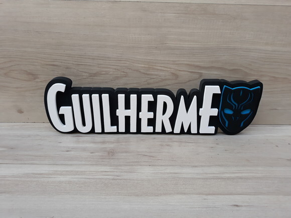 Nome de Mesa Tema PANTERA NEGRA - Guilherme - 12 cm