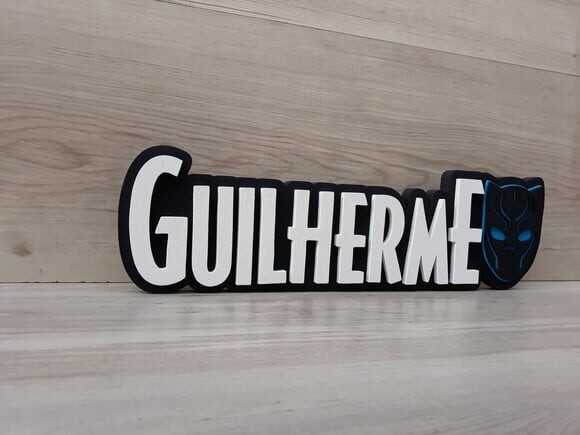 Nome de Mesa Tema PANTERA NEGRA - Guilherme - 12 cm