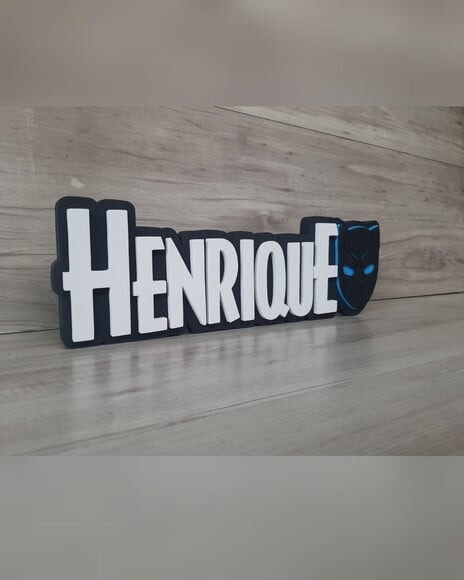 Nome de Mesa Tema Pantera Negra - Henrique - 12 cm