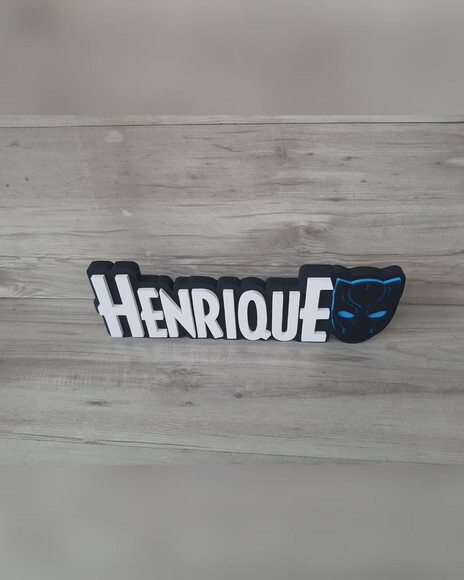 Nome de Mesa Tema Pantera Negra - Henrique - 12 cm