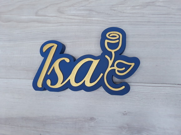 Nome de Mesa Tema ROSA 15 anos - Isa - 12 cm