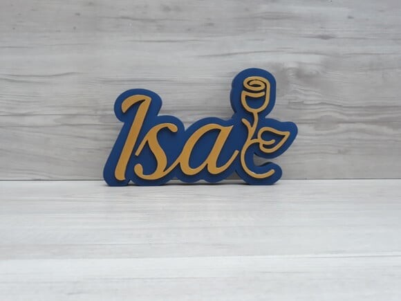 Nome de Mesa Tema ROSA 15 anos - Isa - 12 cm