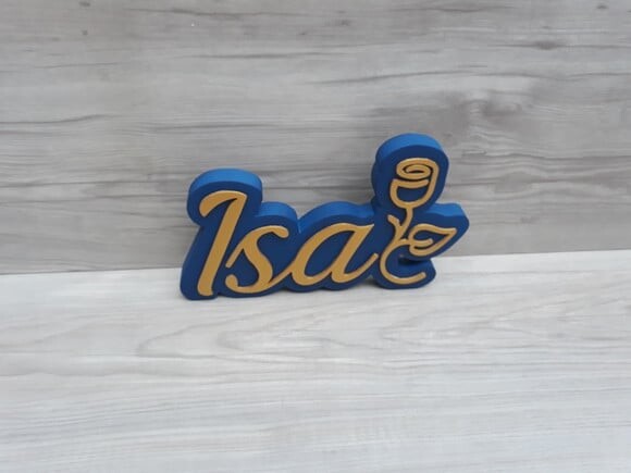 Nome de Mesa Tema ROSA 15 anos - Isa - 12 cm