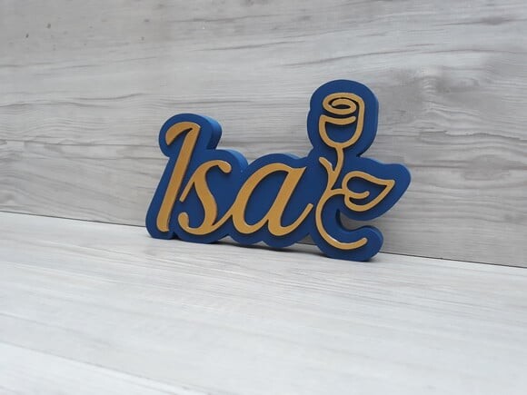 Nome de Mesa Tema ROSA 15 anos - Isa - 12 cm