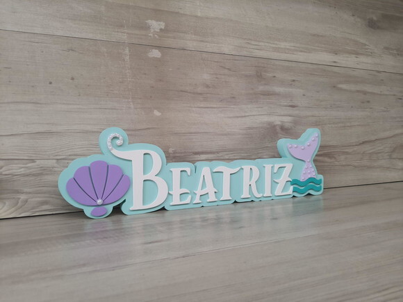 Nome de Mesa Tema Sereia - Beatriz - 12 cm