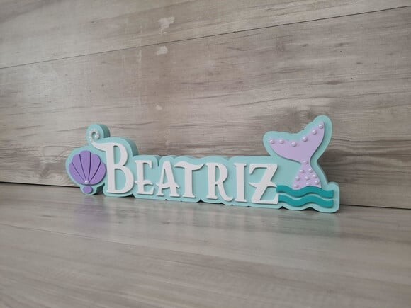 Nome de Mesa Tema Sereia - Beatriz - 12 cm