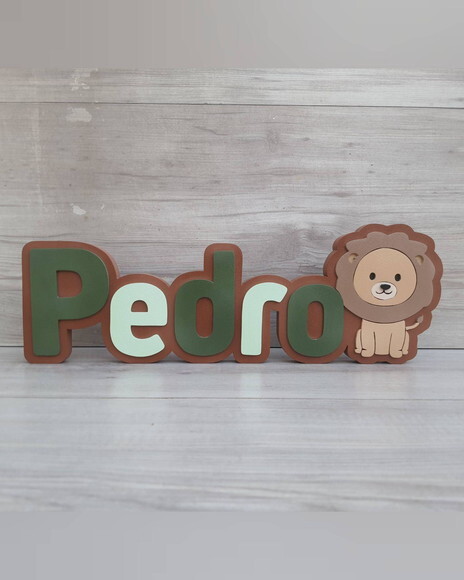 Nome de Mesa Tema Safari Leãozinho - Pedro