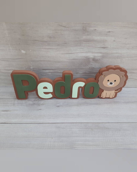 Nome de Mesa Tema Safari Leãozinho - Pedro