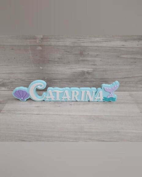 Nome de Mesa Tema Sereia - Catarina - 12 cm