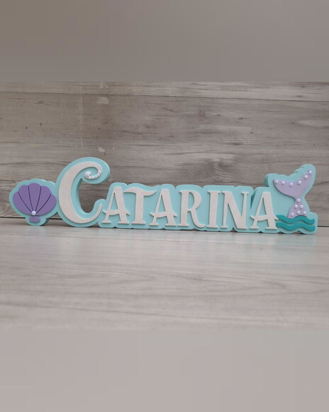 Nome de Mesa Tema Sereia - Catarina - 12 cm