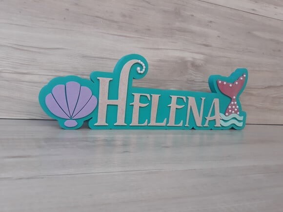 Nome de Mesa Tema SEREIA - Helena - 12 cm