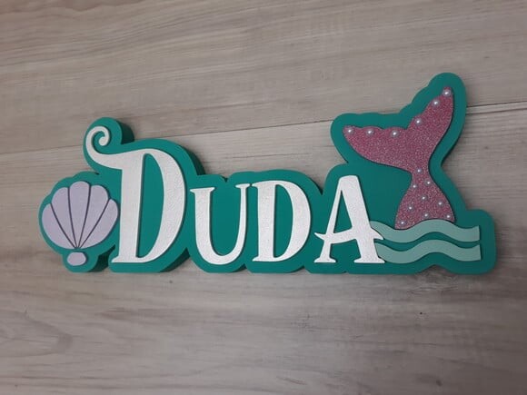 Nome de Mesa Tema SEREIA - Duda - 12 cm