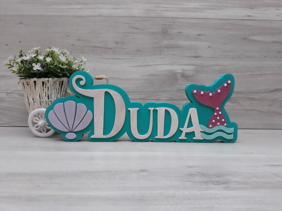 Nome de Mesa Tema SEREIA - Duda - 12 cm