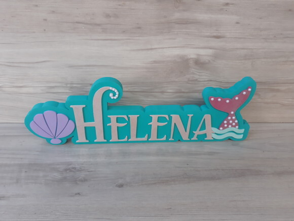 Nome de Mesa Tema SEREIA - Helena - 12 cm