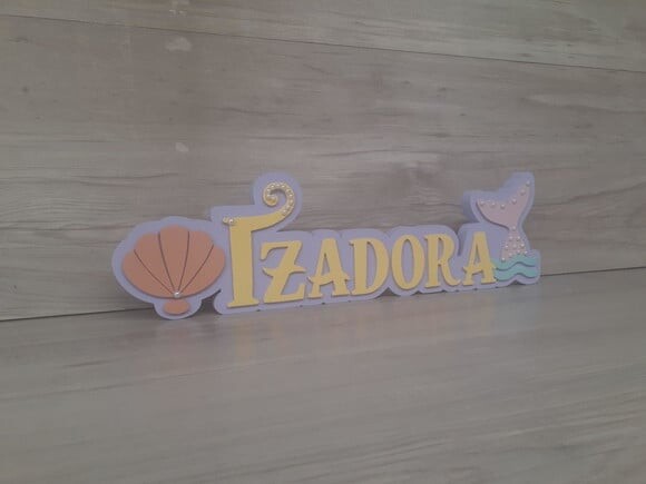 Nome de Mesa Tema SEREIA - Izadora - 12 cm