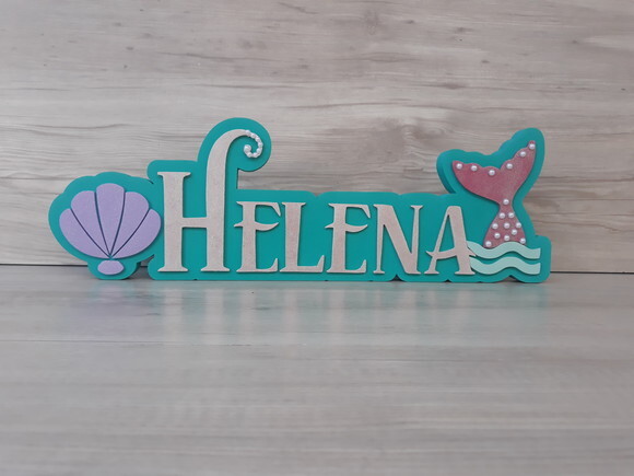 Nome de Mesa Tema SEREIA - Helena - 12 cm