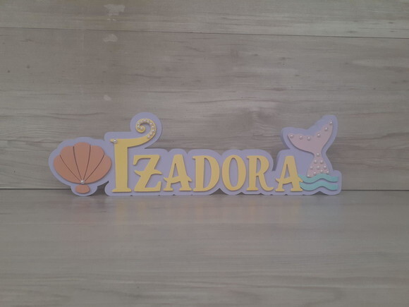 Nome de Mesa Tema SEREIA - Izadora - 12 cm
