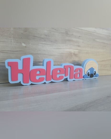 Nome de Mesa Tema Stitch - Helena - 10 cm