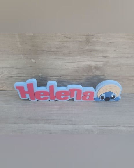 Nome de Mesa Tema Stitch - Helena - 10 cm