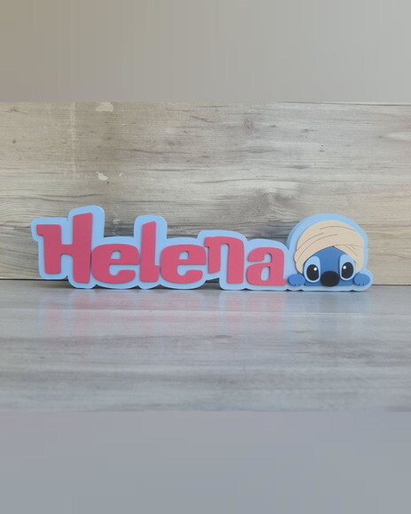 Nome de Mesa Tema Stitch - Helena - 10 cm