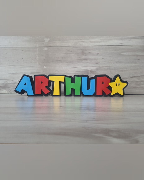 Nome de Mesa Tema Super Mario - Arthur - 10 cm