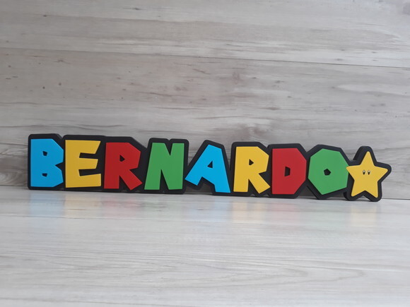 Nome de Mesa Tema SUPER MARIO - BERNARDO - 10 cm