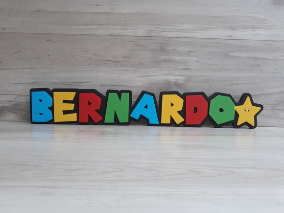Nome de Mesa Tema SUPER MARIO - BERNARDO - 10 cm