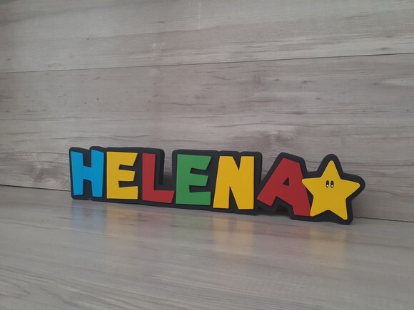 Nome de Mesa Tema SUPER MARIO - Helena - 10 cm