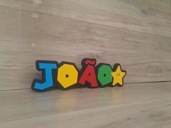 Nome de Mesa Tema Super Mario - João - 10 cm