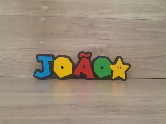 Nome de Mesa Tema Super Mario - João - 10 cm