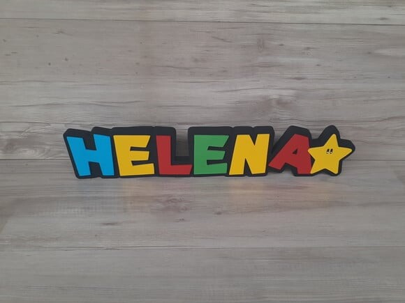 Nome de Mesa Tema SUPER MARIO - Helena - 10 cm