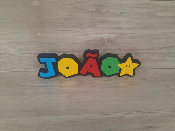 Nome de Mesa Tema Super Mario - João - 10 cm