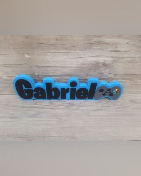 Nome de Mesa Tema Video Game - Gabriel - 10 cm
