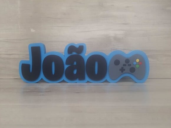 Nome de Mesa Tema Video Game - João - 10 cm