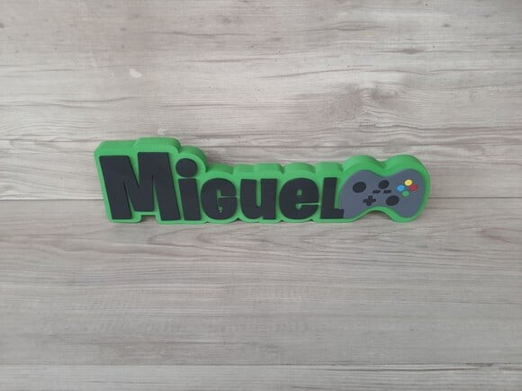 Nome de Mesa Tema Video Game - Miguel - 10 cm