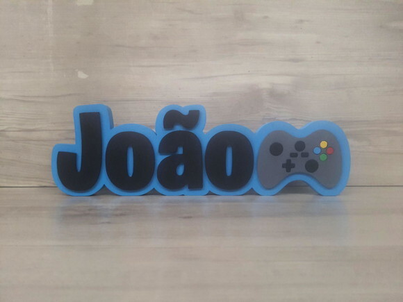 Nome de Mesa Tema Video Game - João - 10 cm