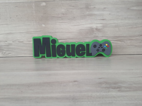 Nome de Mesa Tema Video Game - Miguel - 10 cm