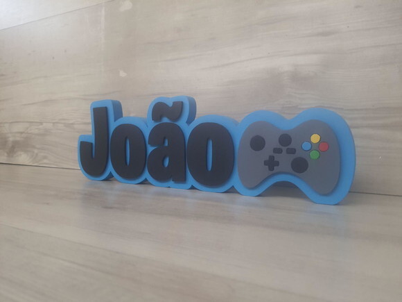 Nome de Mesa Tema Video Game - João - 10 cm