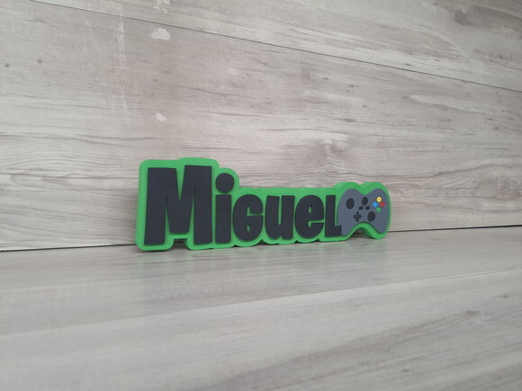Nome de Mesa Tema Video Game - Miguel - 10 cm