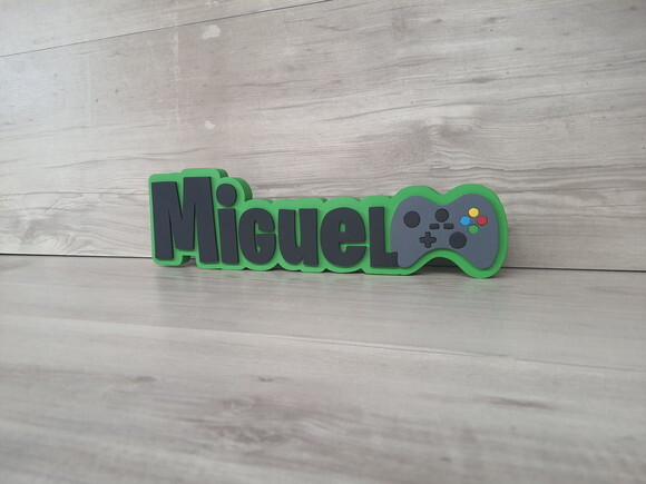 Nome de Mesa Tema Video Game - Miguel - 10 cm