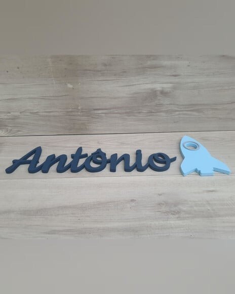 Nome de Parede em mdf + Foguete - Antônio