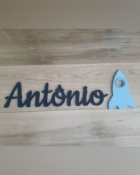 Nome de Parede em mdf + Foguete - Antônio