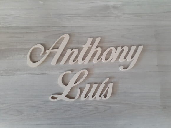 Nome de Parede em mdf Linha Clássicos Bop Anthony Luís 13 cm