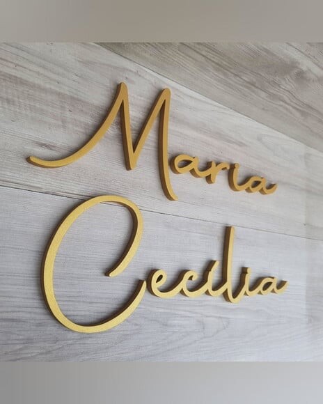 Nome de Parede Personalizado mdf Linha Aut - Maria Cecília