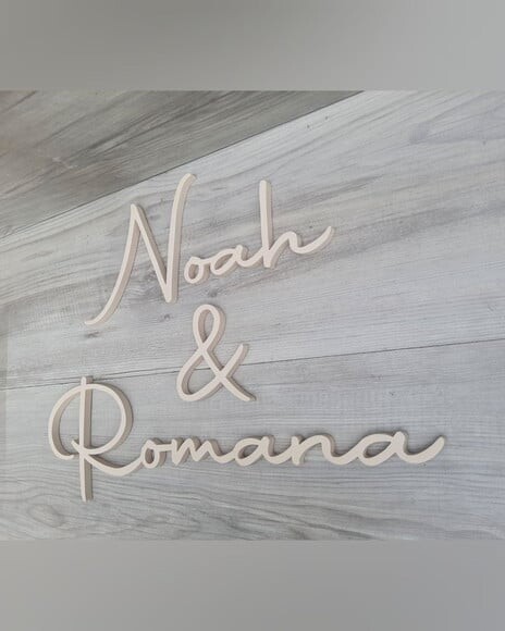Nome de Parede Personalizado mdf Linha Aut - Noah & Romana